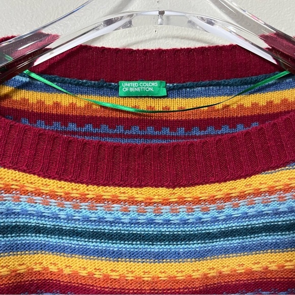 United Colors of Benetton Cropped Rainbow Wool Sweater size XS - Picture 2 of 5